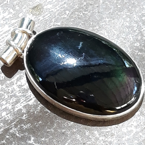 Black Obsidian Eye Silver Pendant - Picture 5 of 5